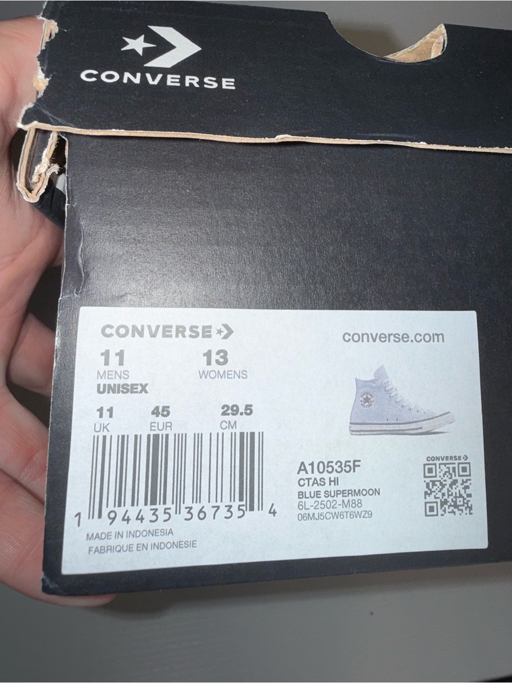 Converse Light Blue High Top Canvas Sneakers - Size 11M, 13W - BRAND NEW - Picture 16 of 16